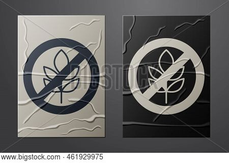 White Gluten Free Grain Icon Isolated White Background. No Wheat Sign. Food Intolerance Symbols. Pap