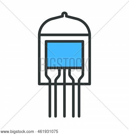 Electronic Vacuum Tube Icon. Editable Bold Outline With Color Fill Design. Vector Illustration.