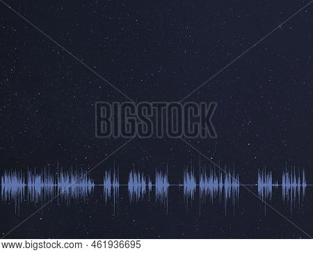 3d Rendering With Bright Stars In The Sky With An Oscillogram In Front To Signify Signals From Space
