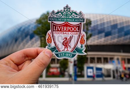 September 12, 2021, Liverpool, Uk. Liverpool F.c. Football Club Emblem Against The Backdrop Of A Mod