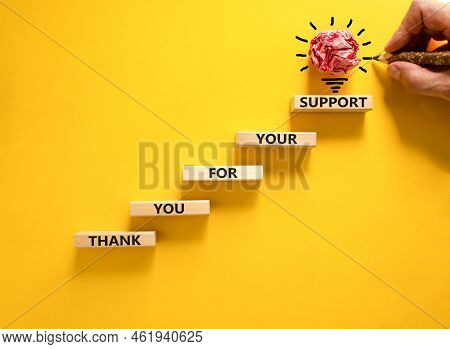 Thank You For Support Symbol. Concept Words Thank You For Your Support On Wooden Blocks On A Beautif