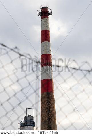 Industrial Chimney. Air Pollution And Global Warming Concept