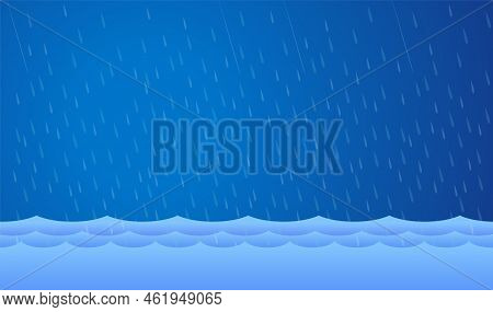 Heavy Rain And Storm , Damage With Home, Clouds And Rain, Flooding Water In City, Flooded House.