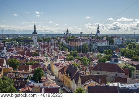 Panoramic View Of The Historical Part Of Old Tallinn On A August Day. Estonia