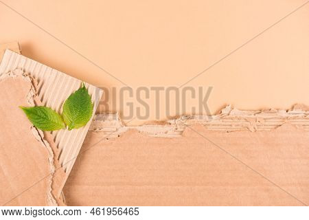 Paper Sustainable Packaging Background - Many Corrugated Cardboard Sheets As Eco Background With Cop