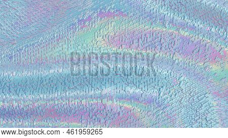 Iridescent Texture Covered With Small Glossy Cylinders, 16x9 Landscape Orientation Background, 3d Re