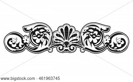 Greek Decorative Element Flower, Greek Vector Shape, Stucco Decoration, Cartouche