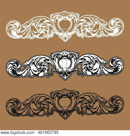 Greek Decorative Element Flower, Greek Vector Shape, Stucco Decoration, Cartouche