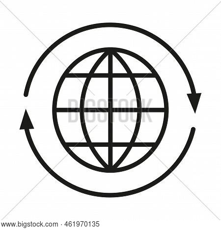 Earth Arrow Icon. Email Icon. Global Social Network Connection. Vector Illustration. Stock Image.