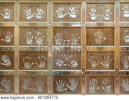 Rust, Germany - September 1, 2022: Hand Prints Of Celebrities In Europa-park, The Largest Theme Park