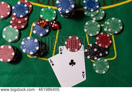 Blackjack Playing Cards And Casino Poker Chips