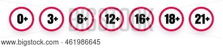 Age Limit Icons For Kids And Teenagers. Adults Content Age Restriction And Children. 0, 3, 6, 12, 16