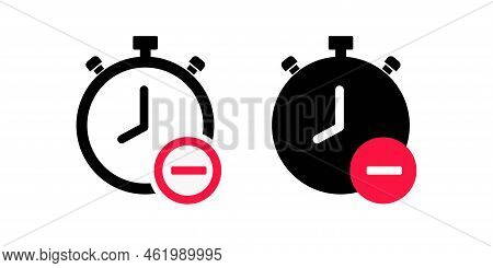 Clock Icon Reduce. Remove Time. Illustration Vector