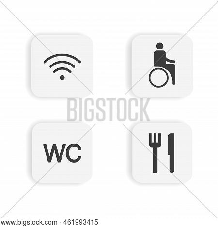 4 Icons,wayfinding Signage, Vector Illustration, 4 Icons, Signage