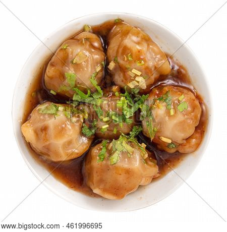Bawan (ba Wan), Taiwanese Meatball Delicious Street Food Isolated On White Bakcground.