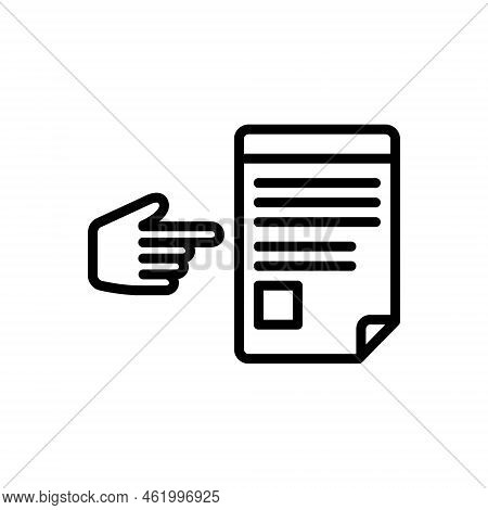 Black Line Icon For References Hint Allusion Mention Quotation Citation Document Skill