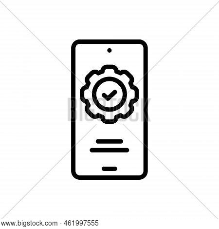 Black Line Icon For Entirely Absolutely Completely Totally Fully Wholly Utterly Service Phone