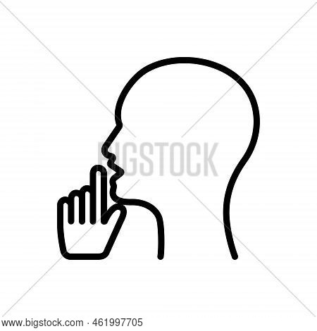 Black Line Icon For Discretion Prudence Attention Maturity Serenity Silence Finger-on-lip  Mute