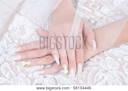 Hands Of Bride With Manicure