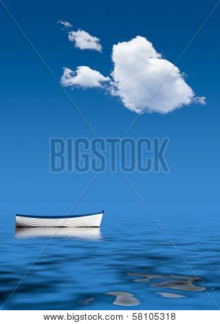 Old Rowing Boat Marooned At Sea