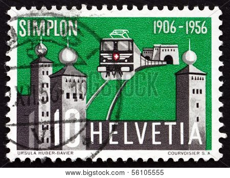 Postage Stamp Switzerland 1956 North Gate Of Simplon Tunnel