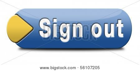 sign out button or user or member logout icon or banner