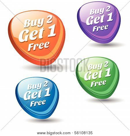 Buy 2 Get 1 bunte Vector Icon