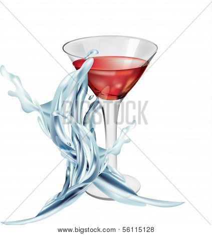 Glass with red wine splash