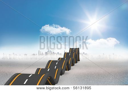Bumpy road leading to city