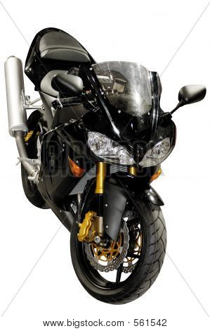 Black Racing Motorcycle Isolated