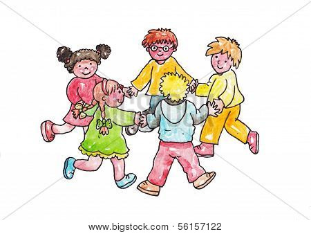Children Play In A Circle