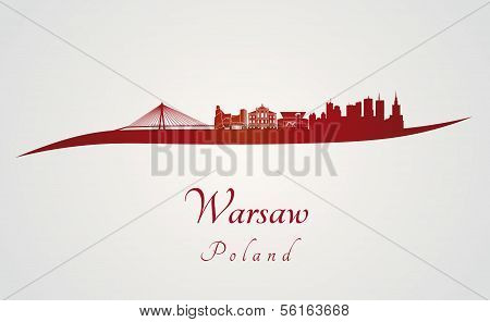 Warsaw Skyline In Red