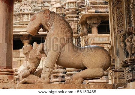 Indian Religious Symbols On Temples In Khajuraho