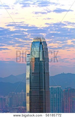 Top Of Skyscraper Ifc By Night With Panorama Of Hong Kong