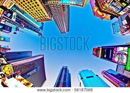 Times Square, Featured With Broadway Theaters And Huge Number Of Led Signs, Is A Symbol Of New York