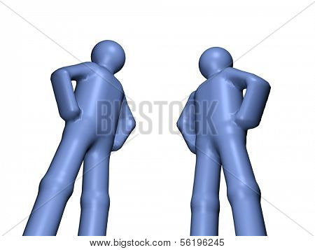Two stylized persons having an discussion. All isolated on white background.