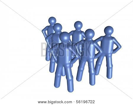 Several stylized person standing side  by  side.