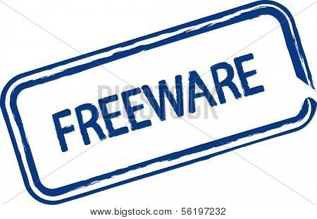 An illustrated stamp that says that something is freeware. All on white background.
