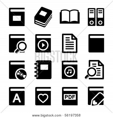 Book icons set on white background