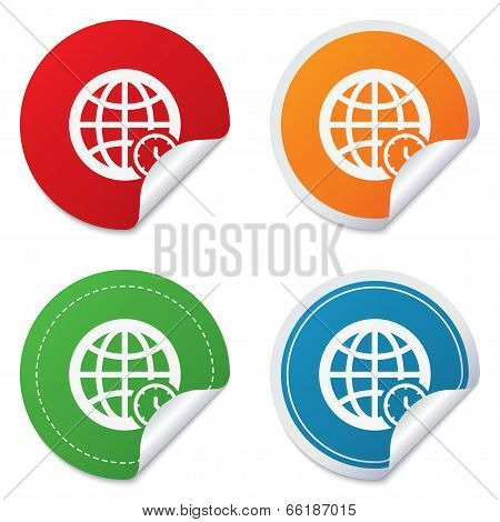 World time sign icon. Universal time symbol.