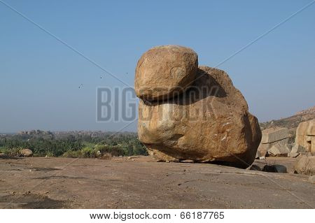 Big Granite Boulder Used By Rock Climbers