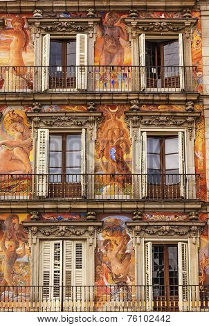 Plaza Mayor Walls Cityscape Madrid Spain