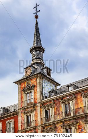 Plaza Mayorsteeple Cityscape Madrid Spain
