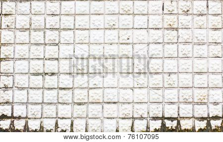 Grungy White Mosaic Tiles Flower Texture With White Filling