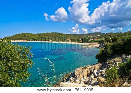 Beachscape of the Aegean sea, Destenika beach, Sithonia