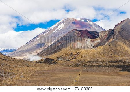 Mount Ngauruhoe is a famous stratovolcano in a Tongariro national park, New Zealand