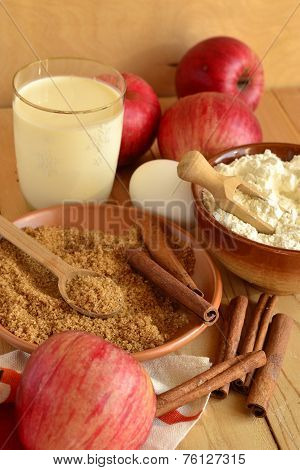 Ingredients for baking apple pie