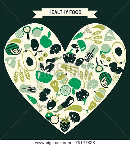 Healthy Food Icons Set , Restaurant Icons - Illustration