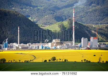 Factory Mondi In Town Ruzomberok, Slovakia