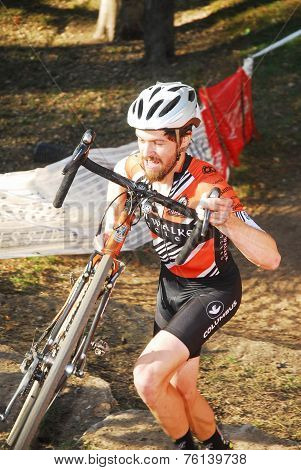 Cyclist Competes In Cyclocross Race